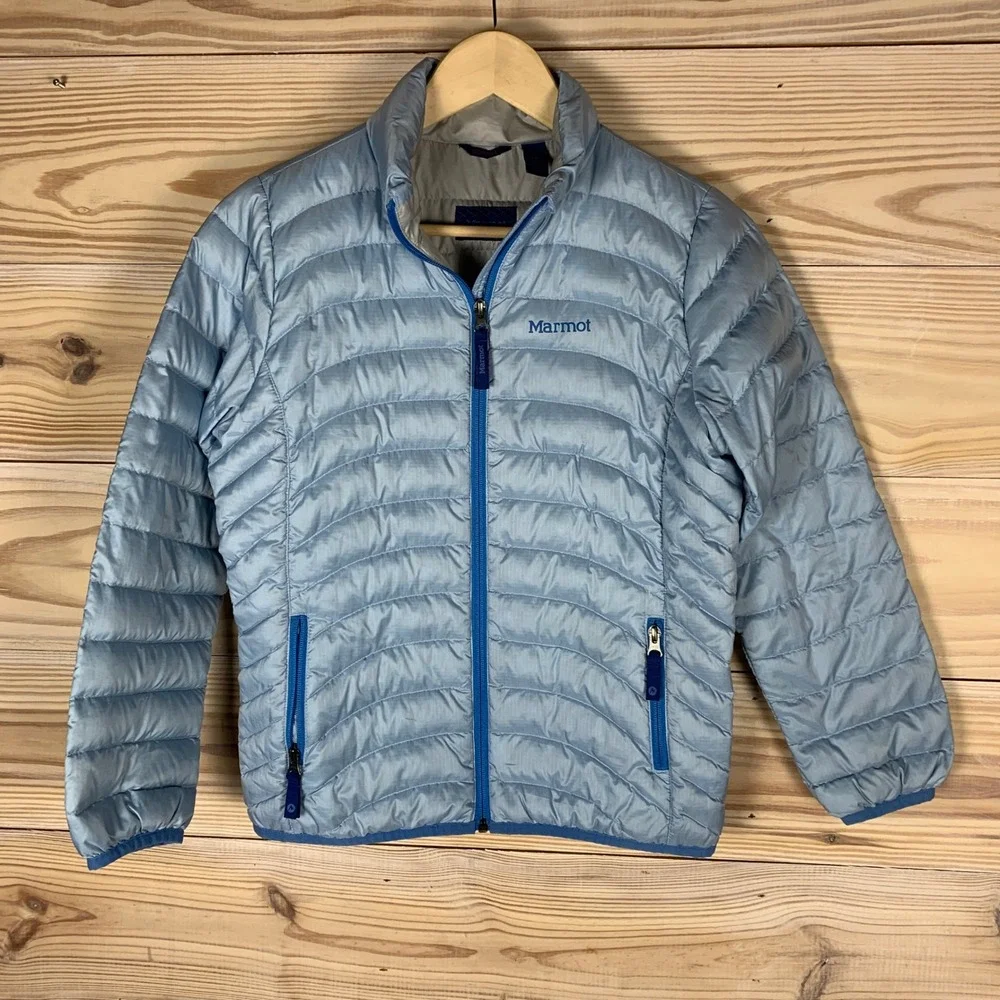Marmot Puffer Jacket Kids Large Light Blue 600 Fill Down Insulated Quilted Coat‎